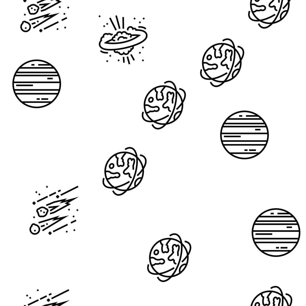 Galaxy System Space Vector Seamless Pattern