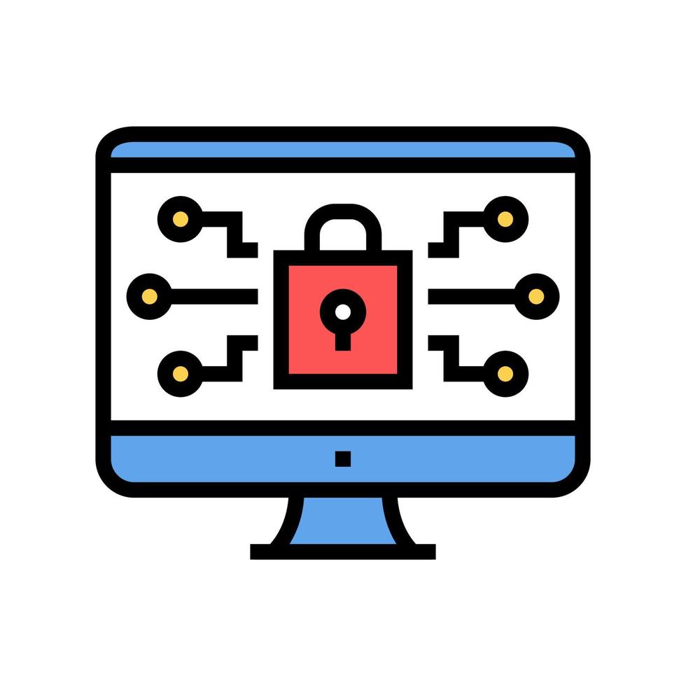 computer security color icon vector illustration
