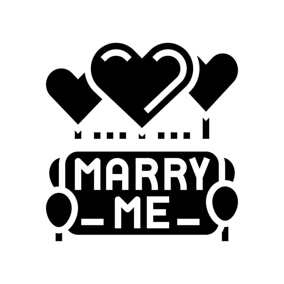 proposal marry me balloons glyph icon vector illustration