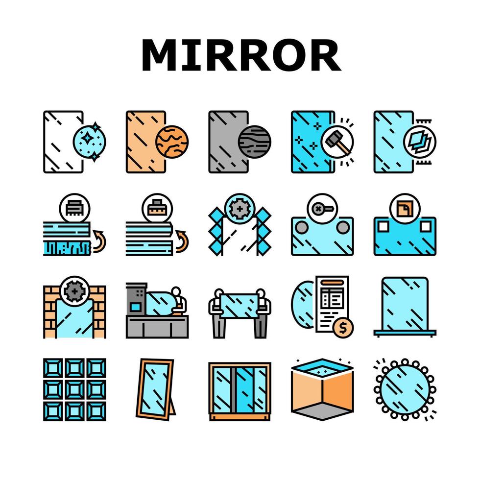 Mirror Installation Collection Icons Set Vector