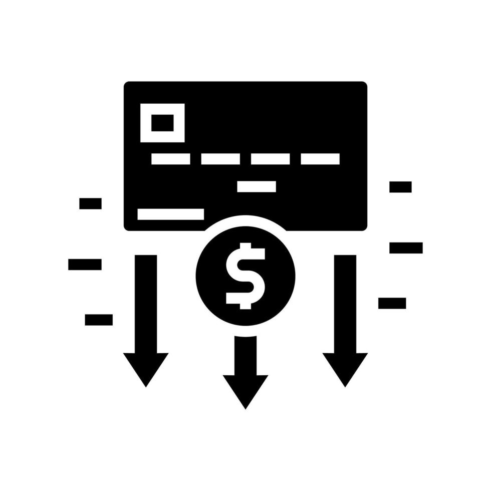 withdrawal of funds card glyph icon vector illustration