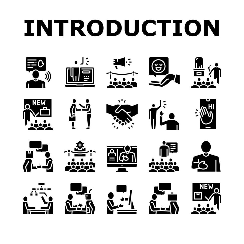 Introduction Speech Collection Icons Set Vector