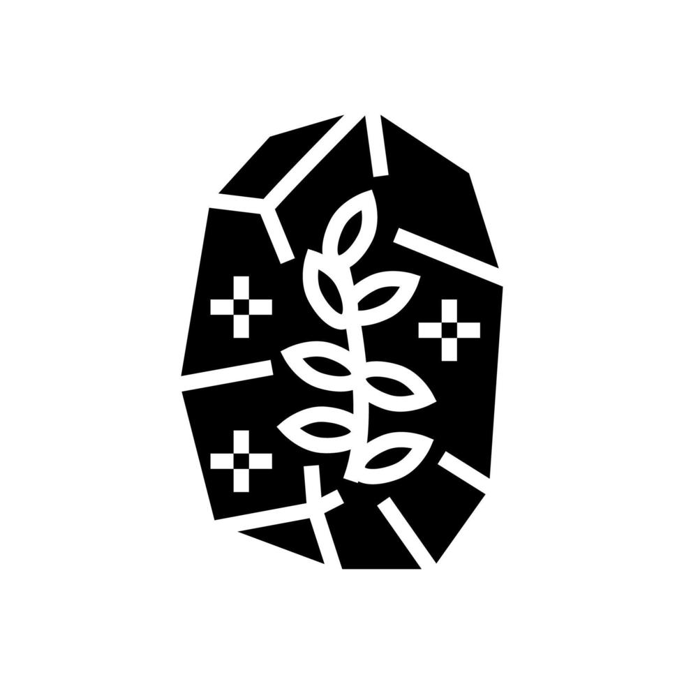 piedra con planta boho glifo icono vector ilustración