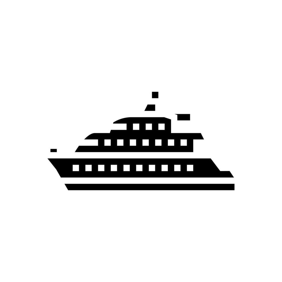 yate de motor barco glifo icono vector ilustración