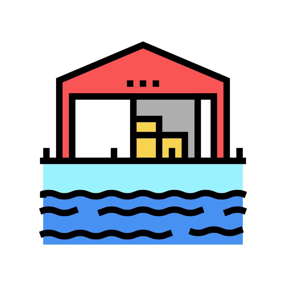 almacén puerto color icono vector ilustración