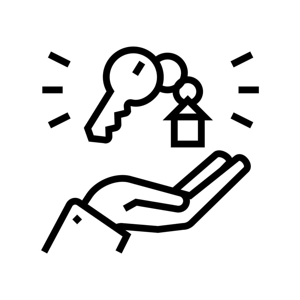 hand holding house key line icon vector illustration