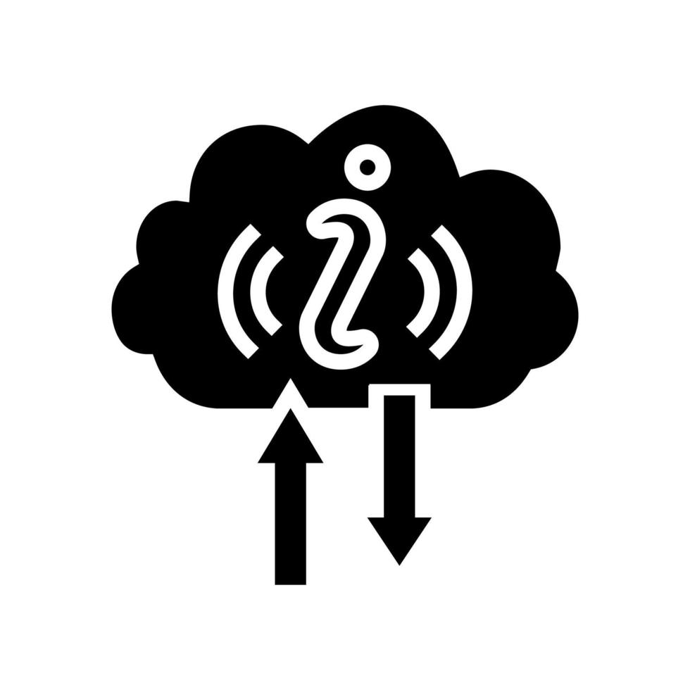 información nube almacenamiento glifo icono vector ilustración