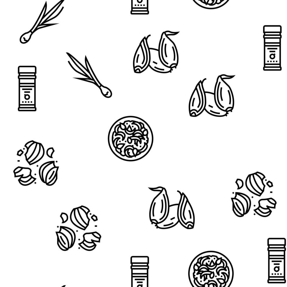 Onion Fresh Vitamin Vegetable Vector Seamless Pattern