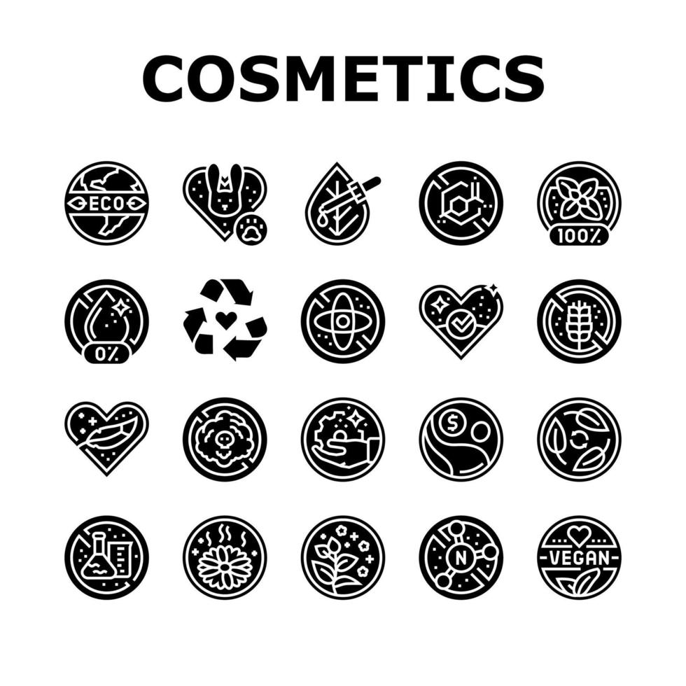 Eco Cosmetics Organic And Bio Icons Set Vector