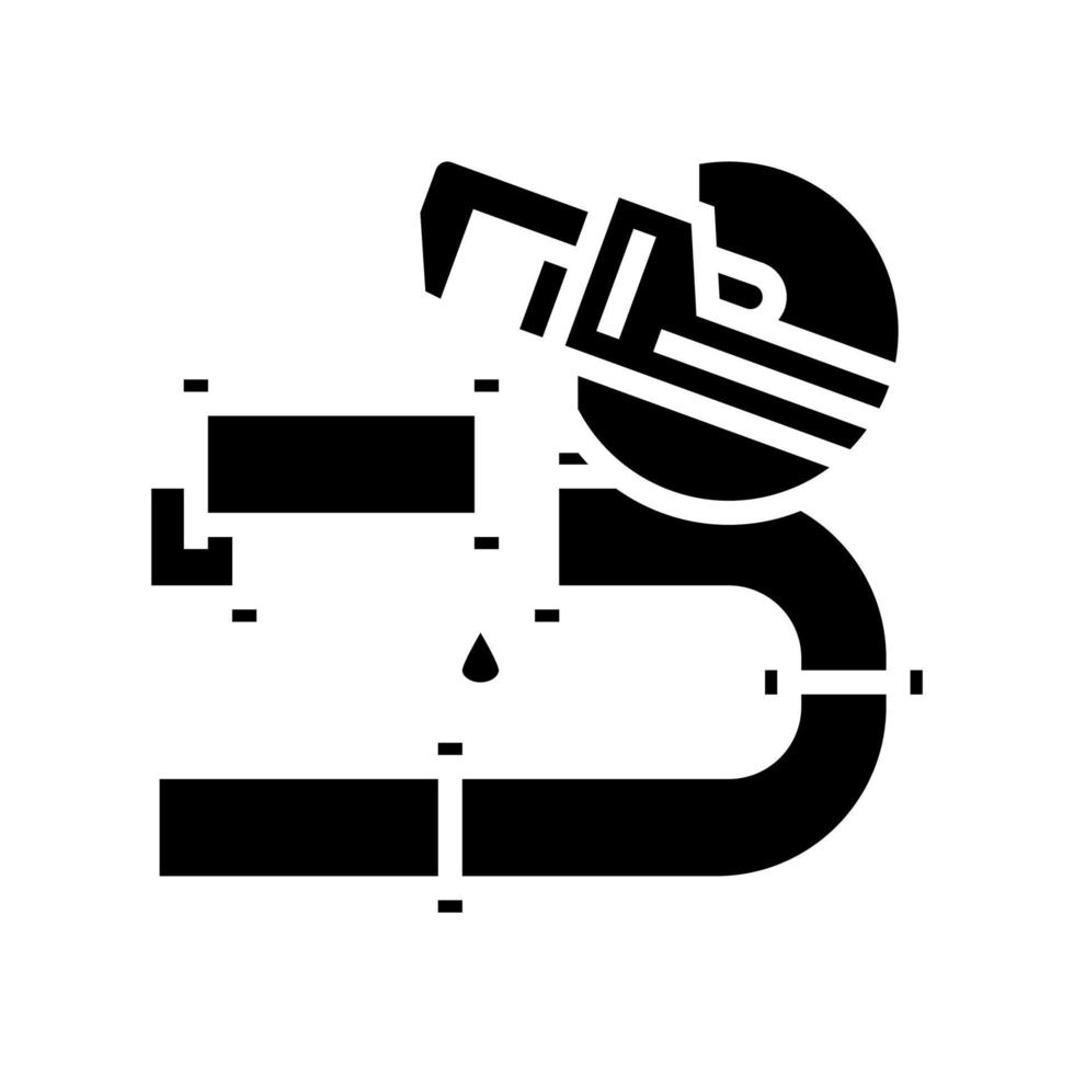 ilustración de vector de icono de glifo de reparación de fontanería