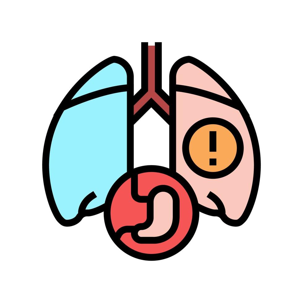 problemas pulmonares o respiratorios icono de color ilustración vectorial vector