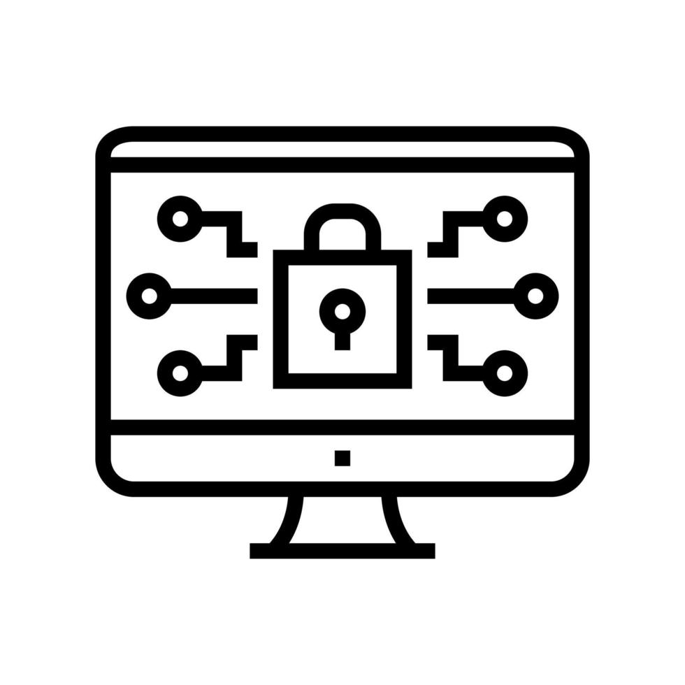 icono de línea de seguridad informática ilustración vectorial vector