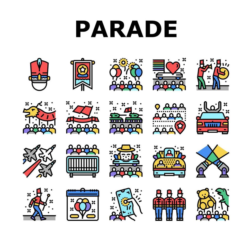 Parade Celebration Festival Event Icons Set Vector