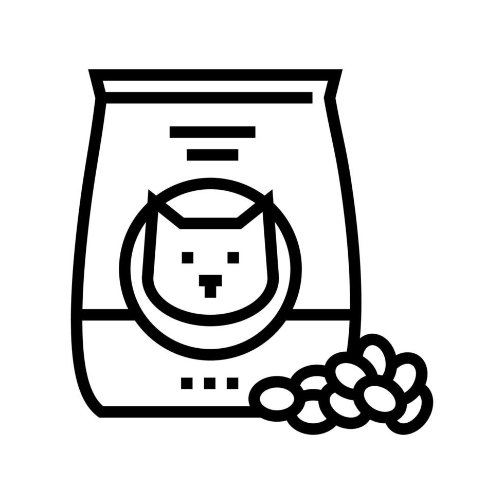 ilustración de vector de icono de línea de comida seca para gatos