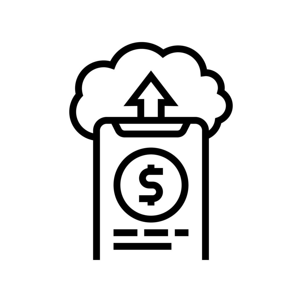 sending money electronic cloud line icon vector illustration