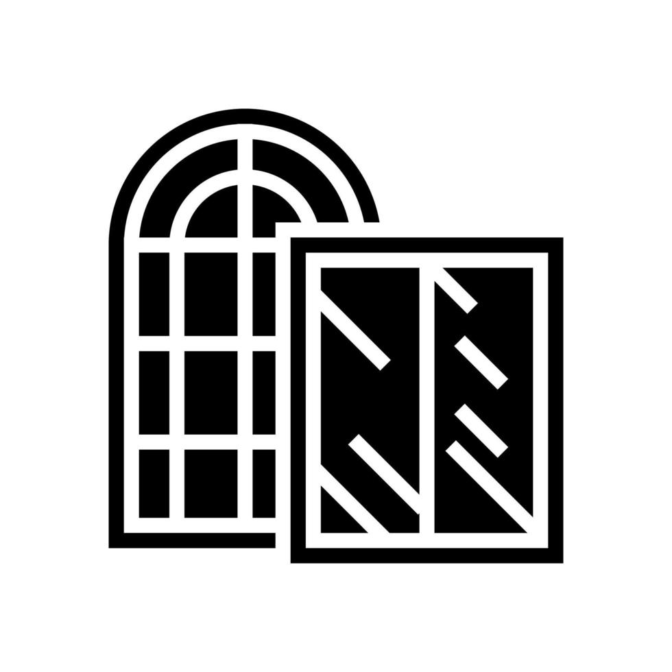 ilustración de vector de icono de glifo de producción de vidrio de ventanas