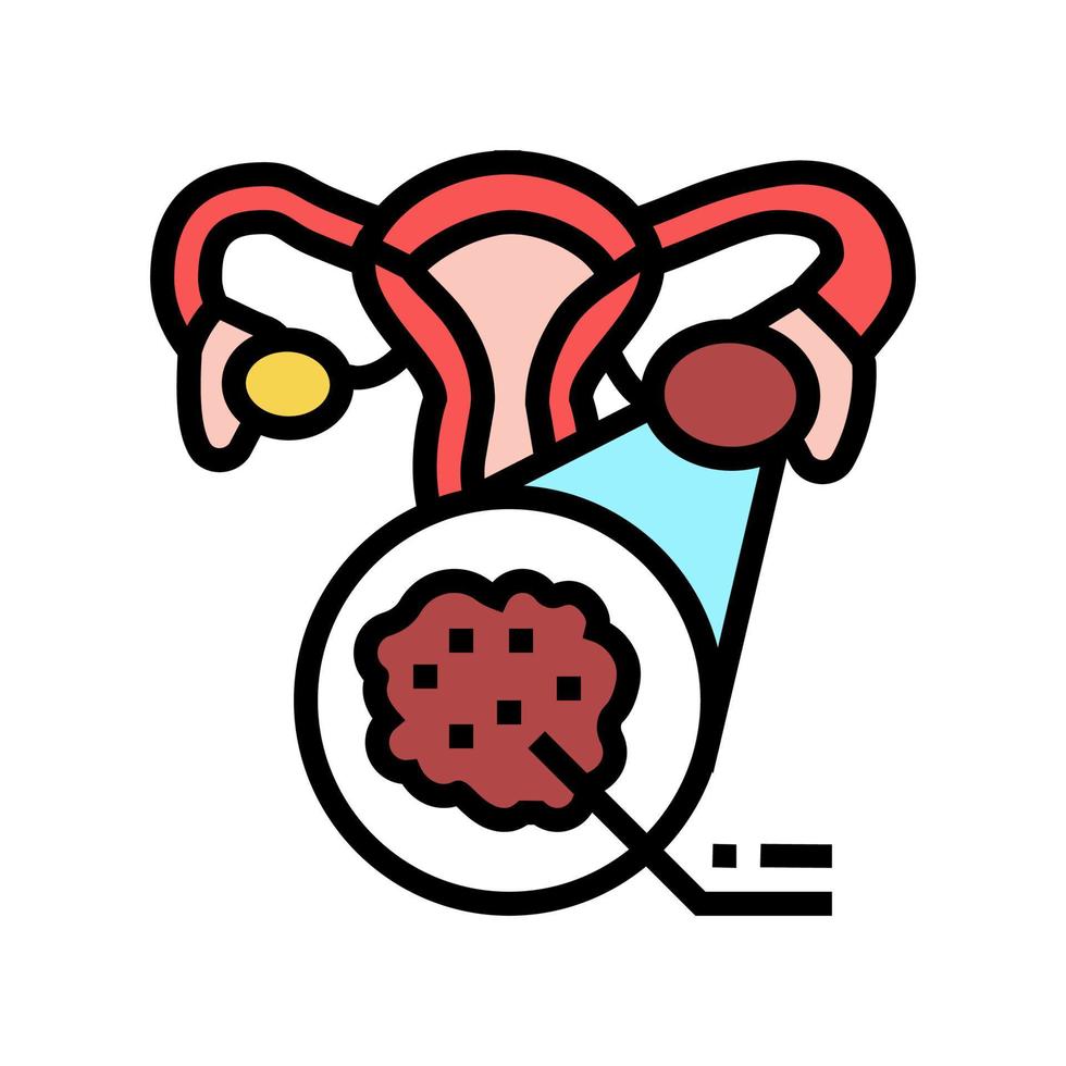 síndrome de ovario poliquístico endocrinología color icono vector ilustración