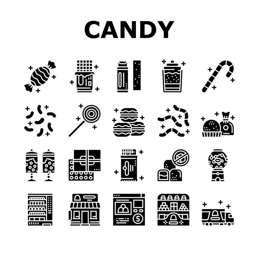 Candy Shop Product Collection Icons Set Vector