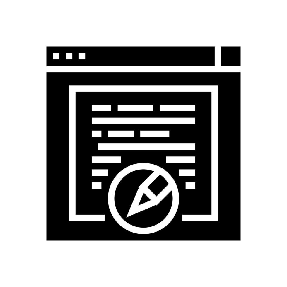 ilustración de vector de icono de glifo de redacción de sitios web