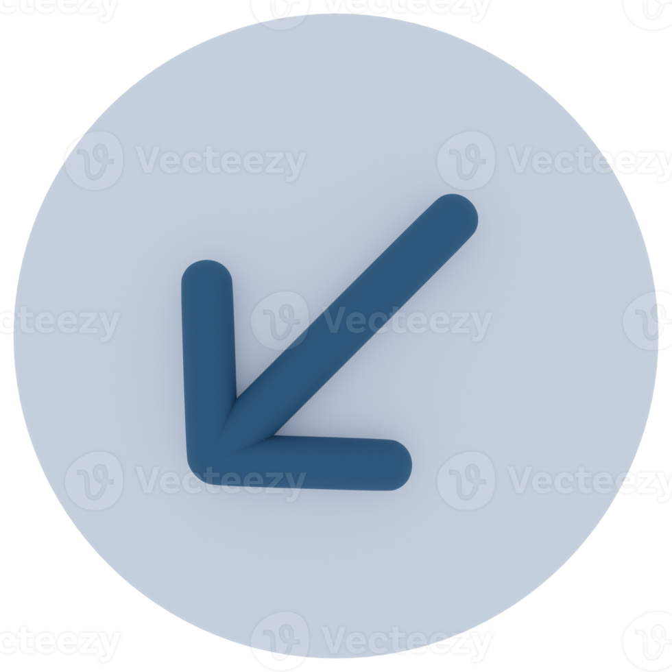 Bottom Left Arrow 3D Illustration png