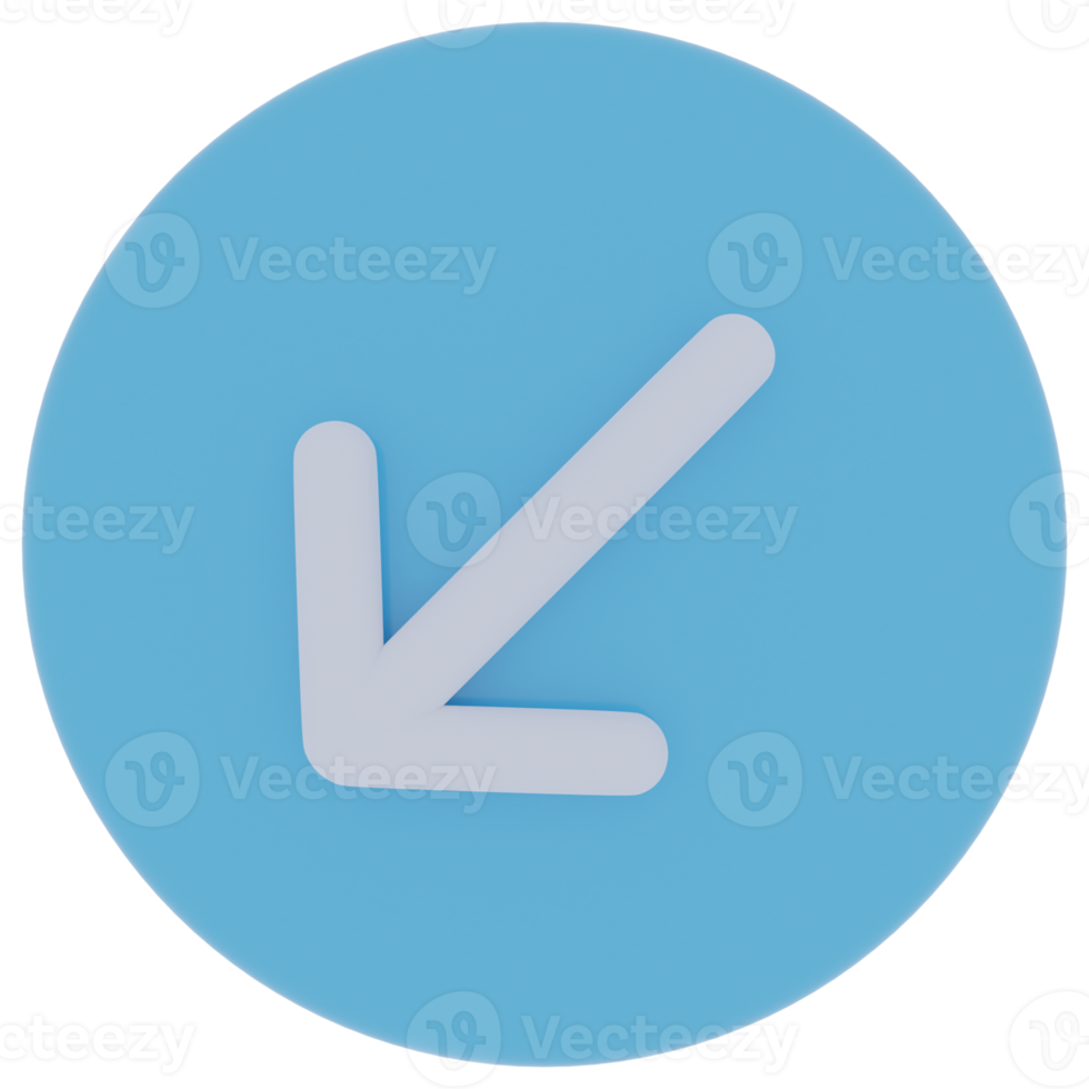 Bottom Left Arrow 3D Illustration png