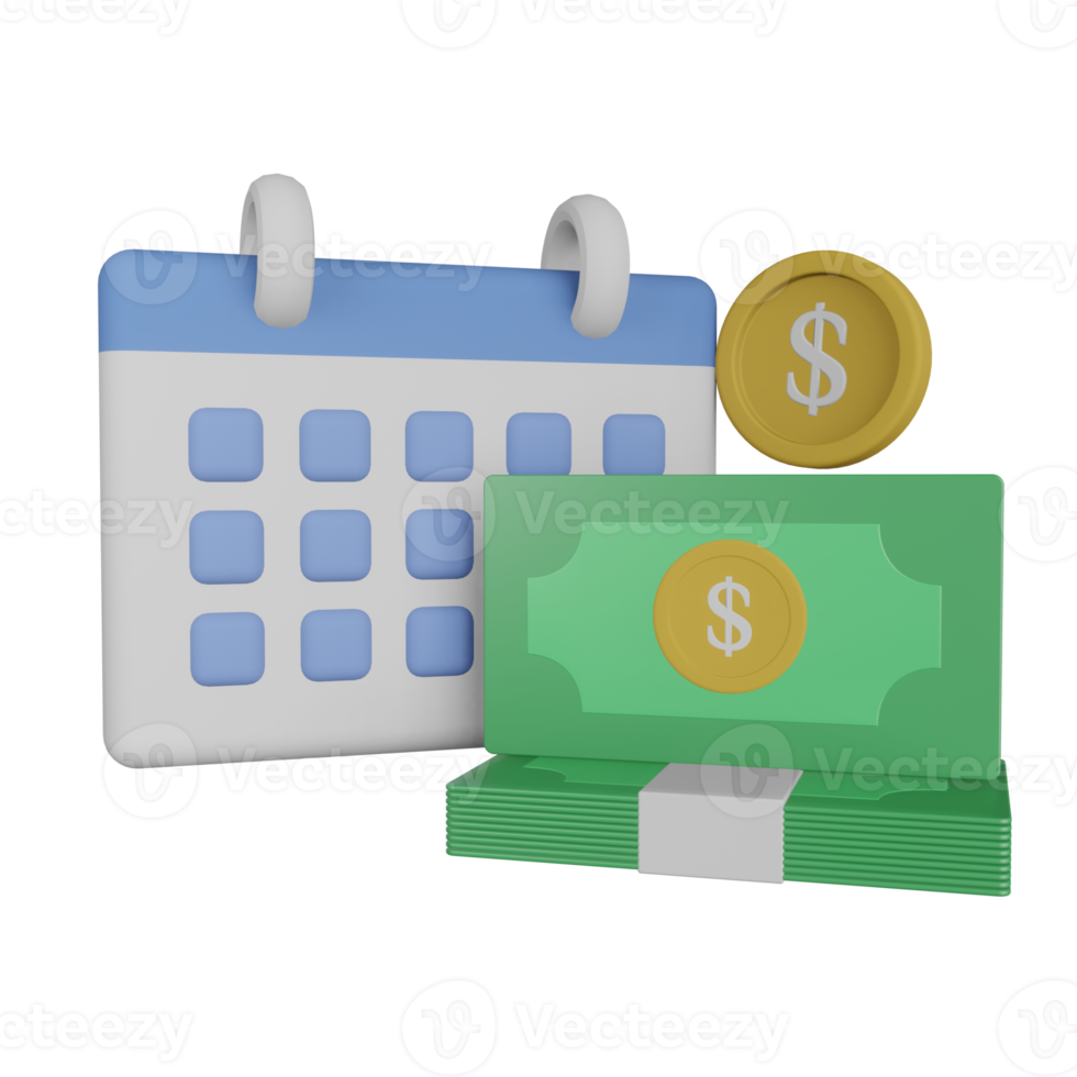 illustration 3d de la date de paiement de l'impôt png