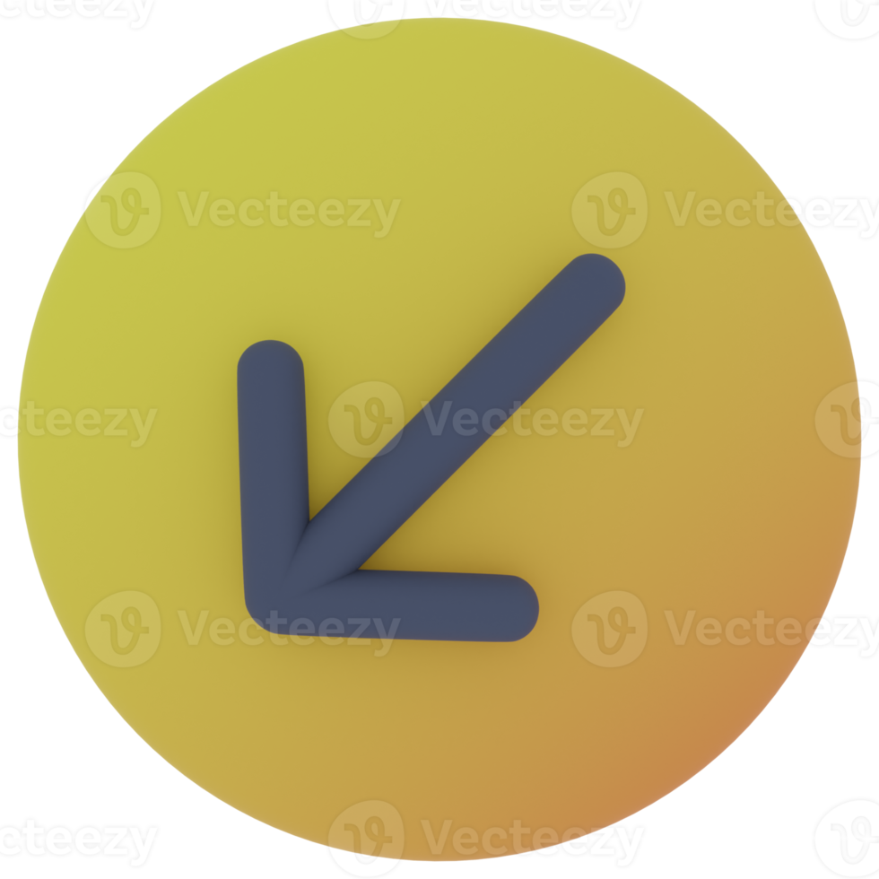 Bottom Left Arrow 3D Illustration png