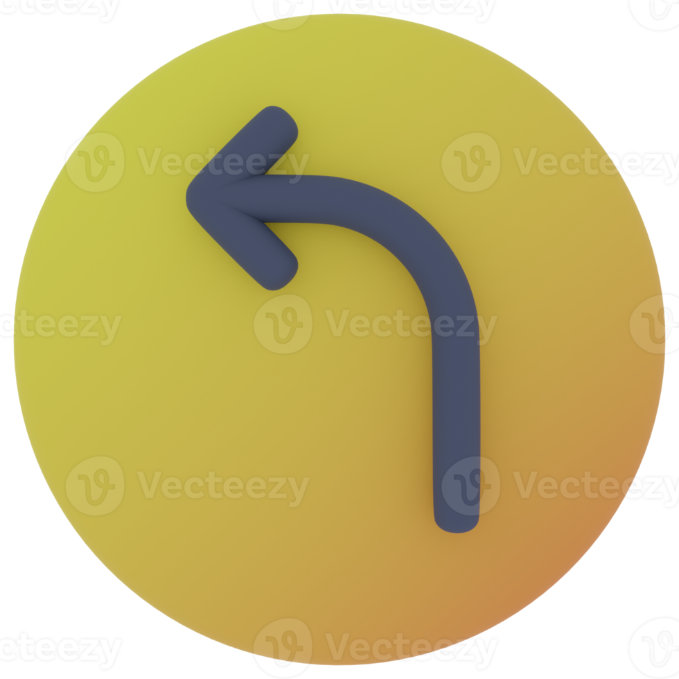 Turn Left Arrow 3D Illustration png