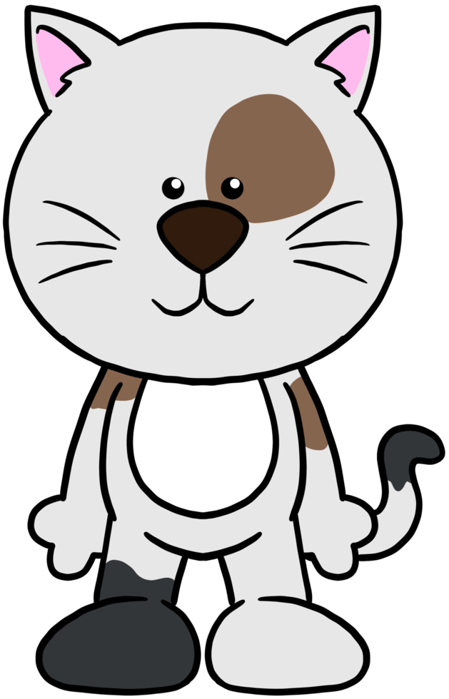 schattig cartoon dier karakter clipart kleurrijke kat png