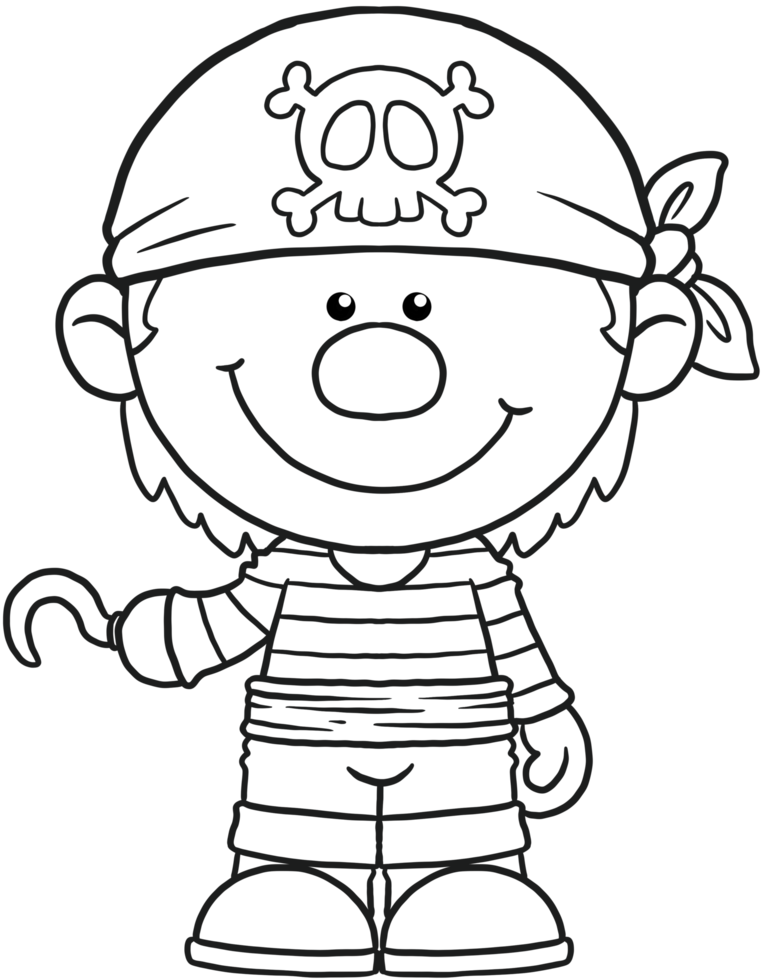 cartoon pirate kids coloring clipart png
