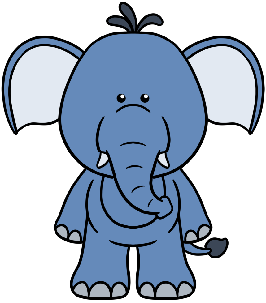 elefante colorido de clipart de personagem de desenho animado fofo png