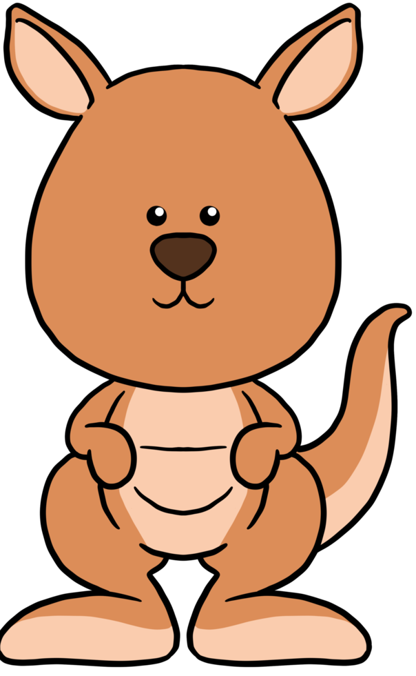 mignon dessin animé animal personnage clipart coloré kangourou png