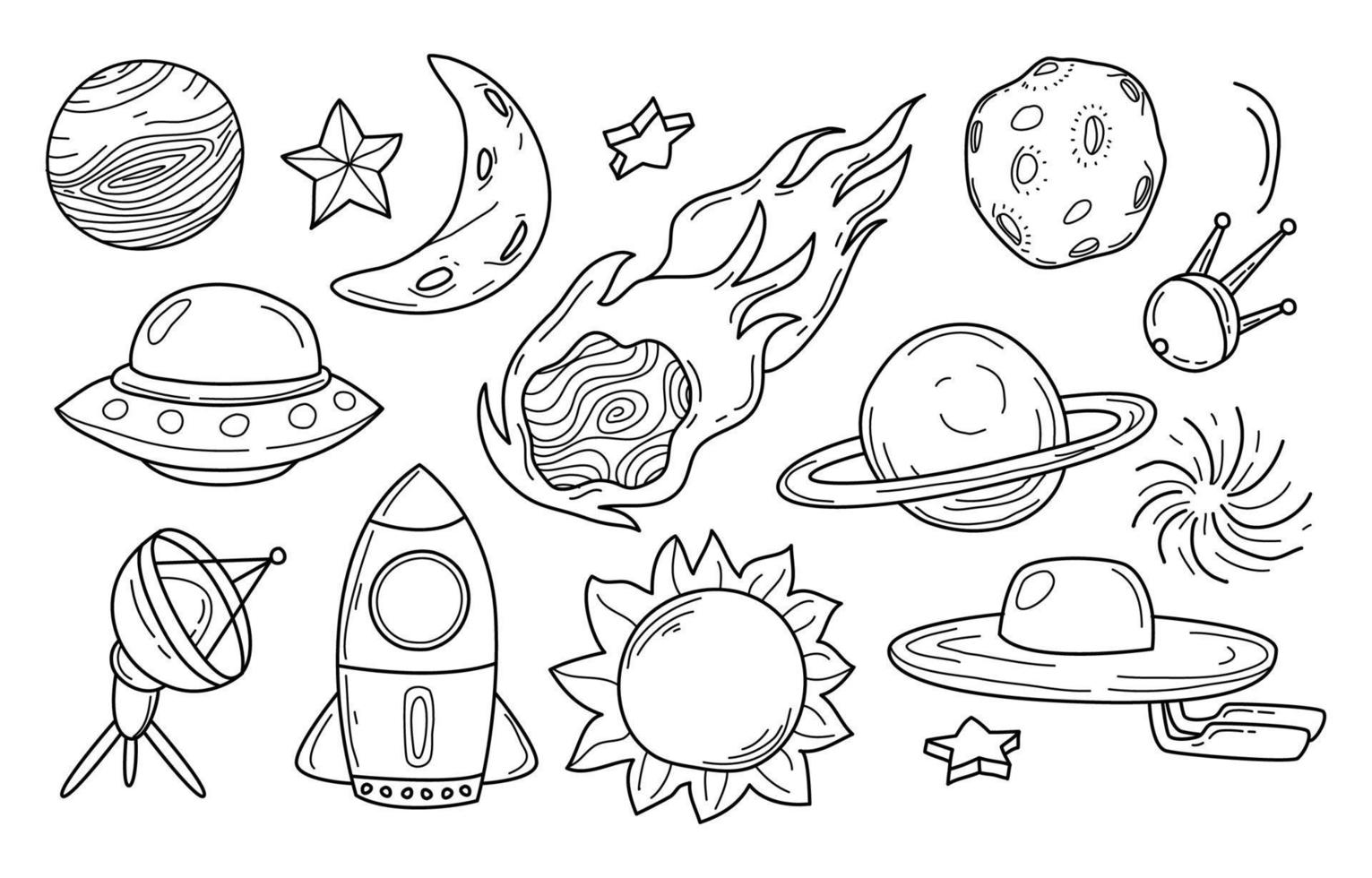 Minimalist Tattoo Hand Drawn Outer Space vector