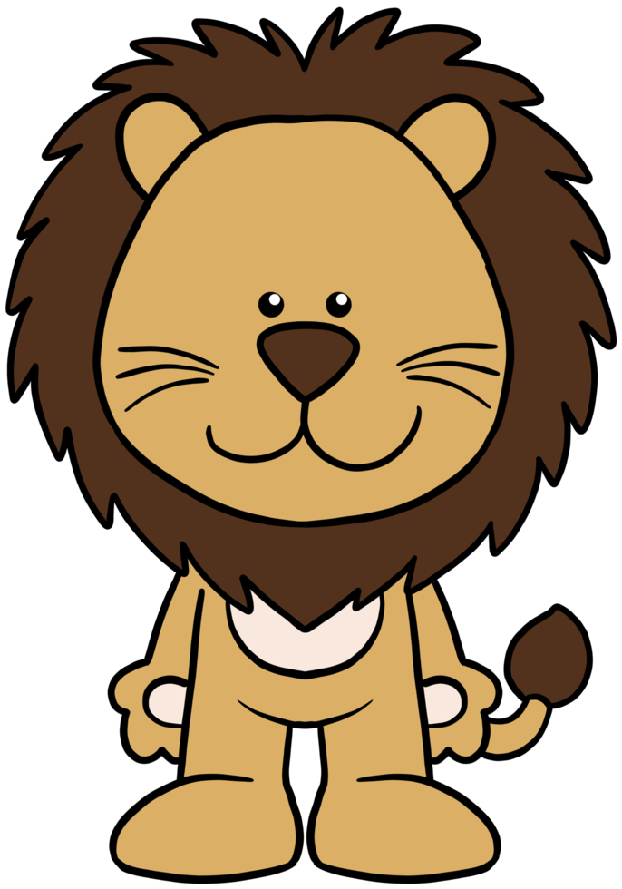 simpatico cartone animato animale carattere clipart leone colorato png