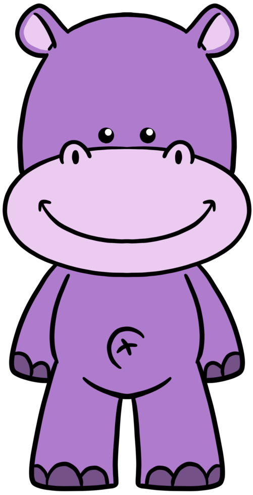 mignon dessin animé animal personnage clipart coloré hippopotame png