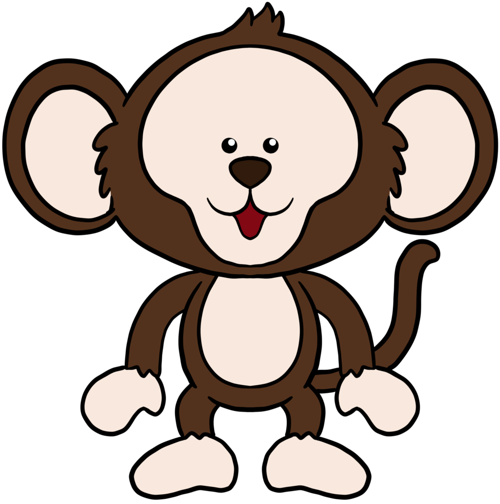 schattig cartoon dier karakter clipart kleurrijke aap png