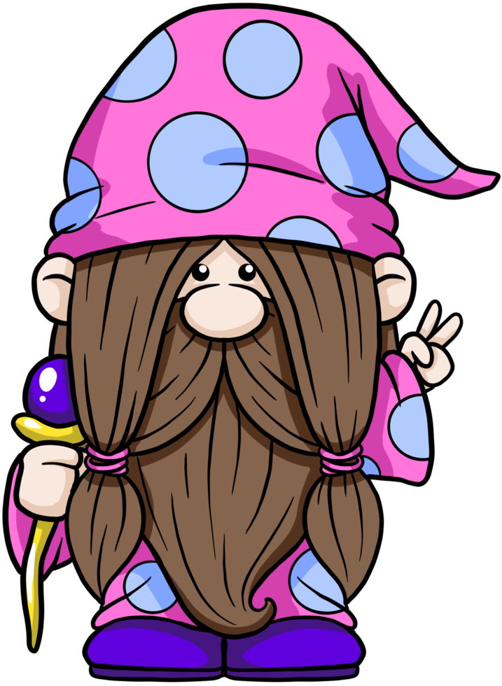 lindo personaje de dibujos animados gnomo colorido png