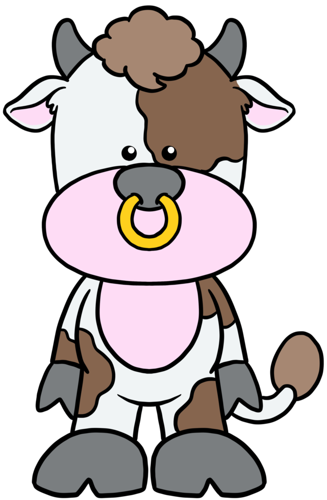 mignon dessin animé animal personnage clipart coloré vache png