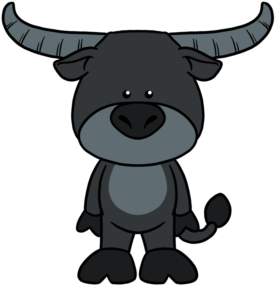 schattig cartoon dier karakter clipart kleurrijke buffel png