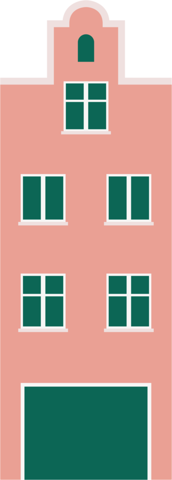 Colorful classic row houses collection front elevation view. png