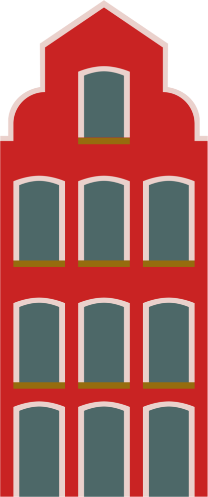 Colorful classic row houses collection front elevation view. png