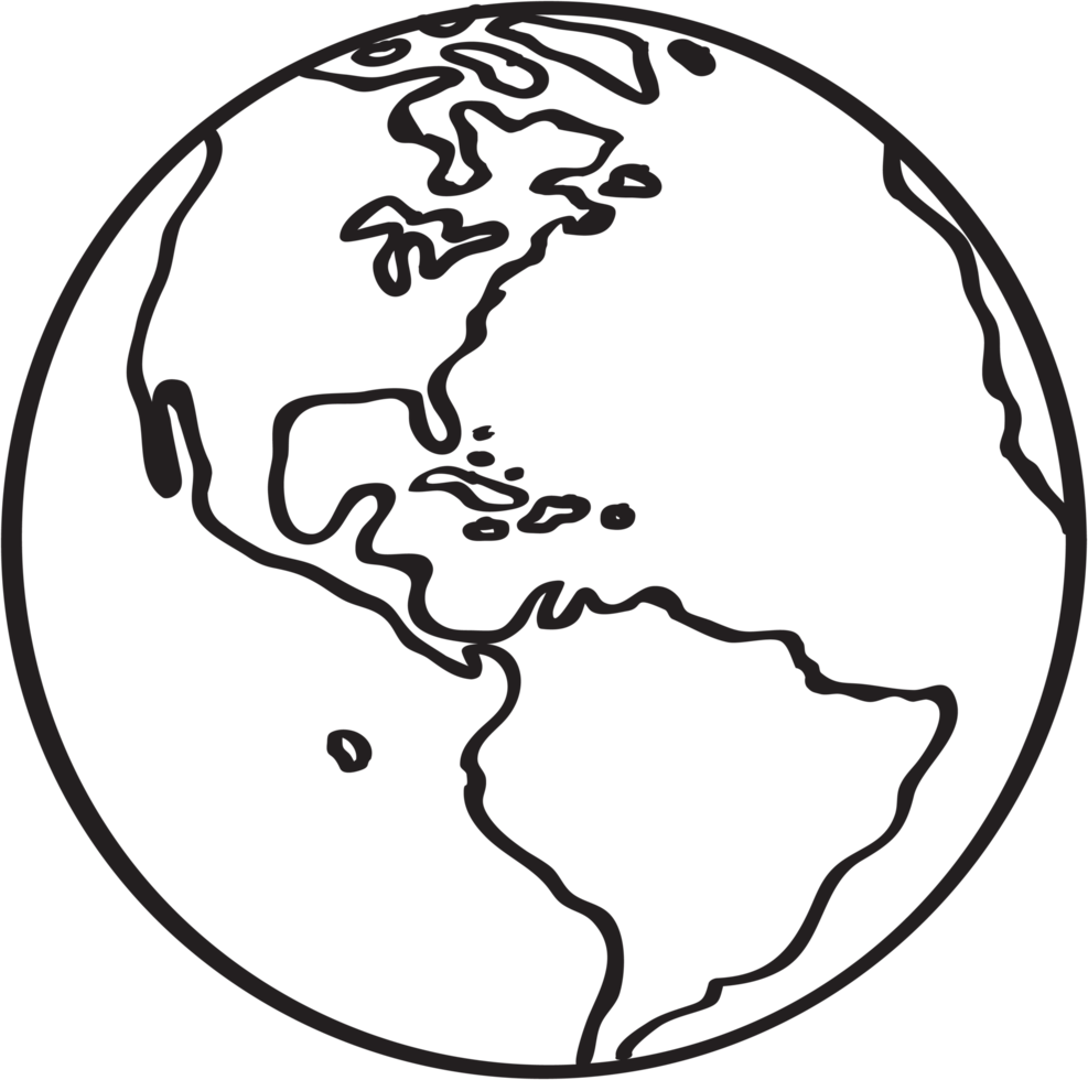 Free Freehand drawing world map sketch on globe. 10330606 PNG with  Transparent Background