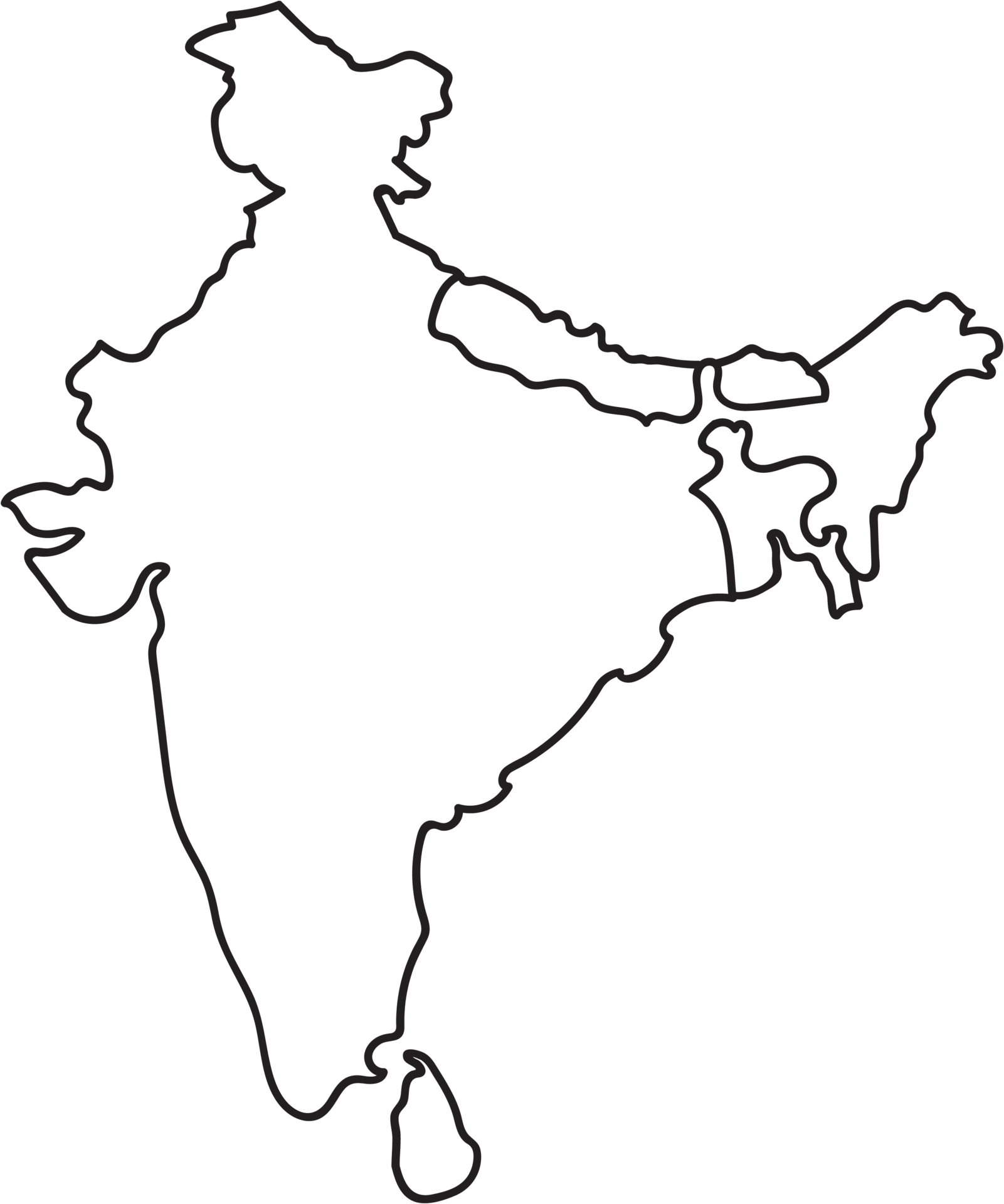 Stylish black and white icon map of india Vector Image