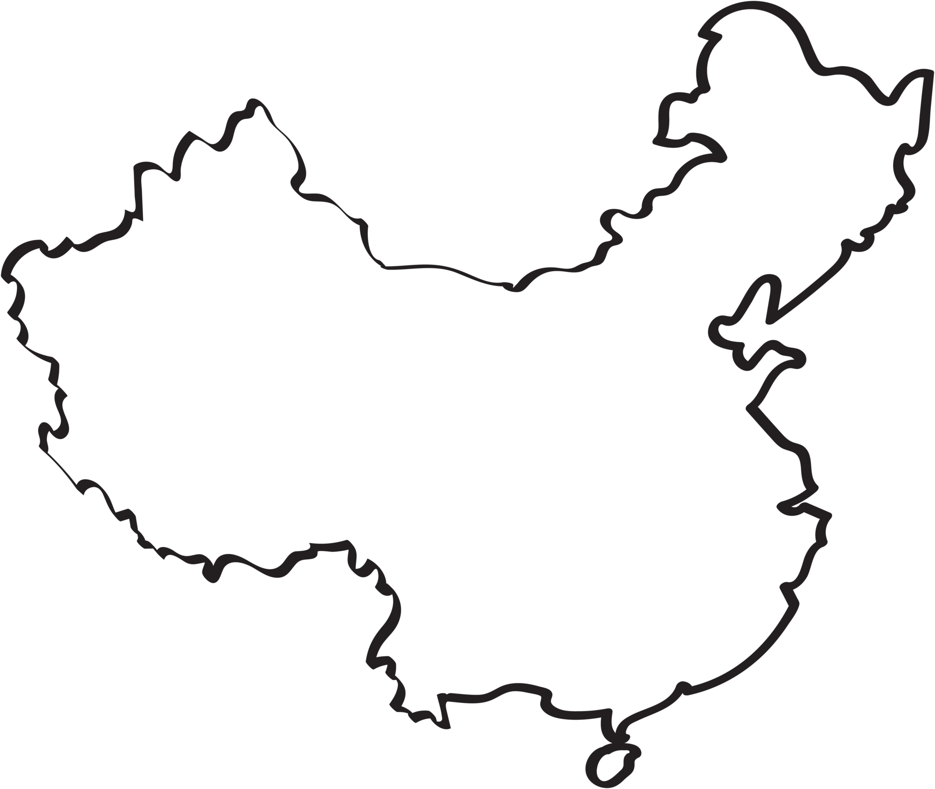 Doodle freehand outline sketch of China map. 10330614 PNG
