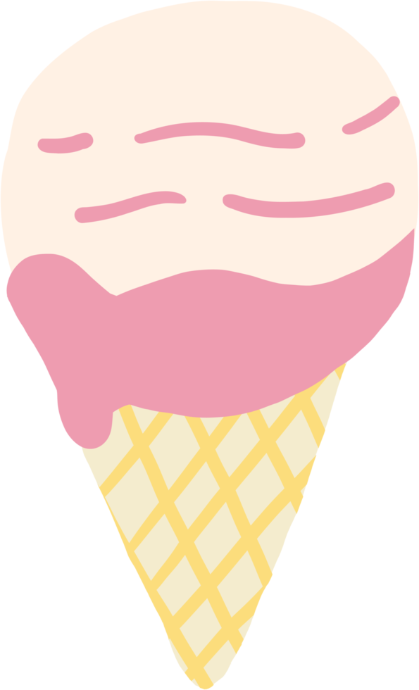 disegno a mano libera colorato di un cono di gelato. png