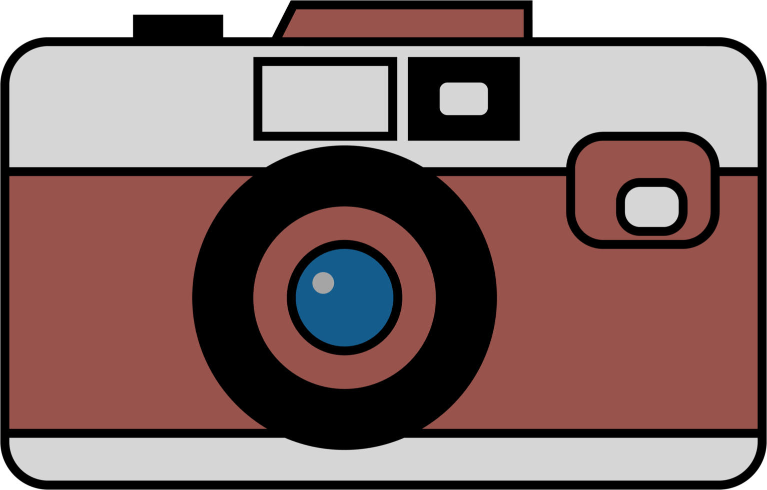 Vintage analog film camera colorful flat design. png