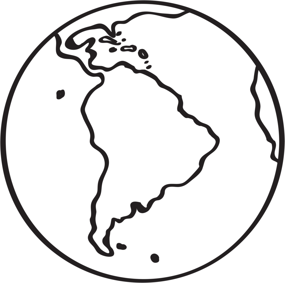 Freehand drawing world map sketch on globe. png