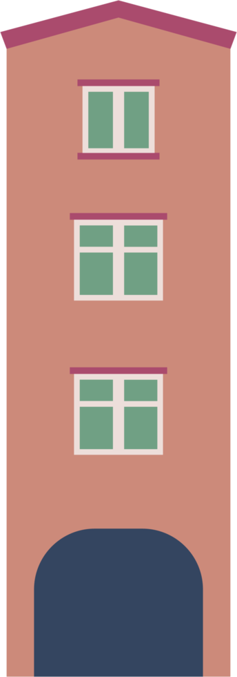 Colorful classic row houses collection front elevation view. png