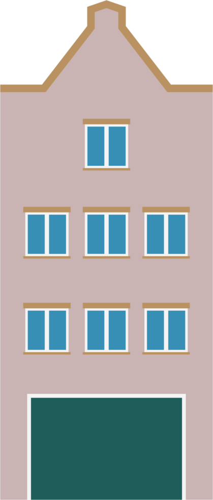 Colorful classic row houses collection front elevation view. png