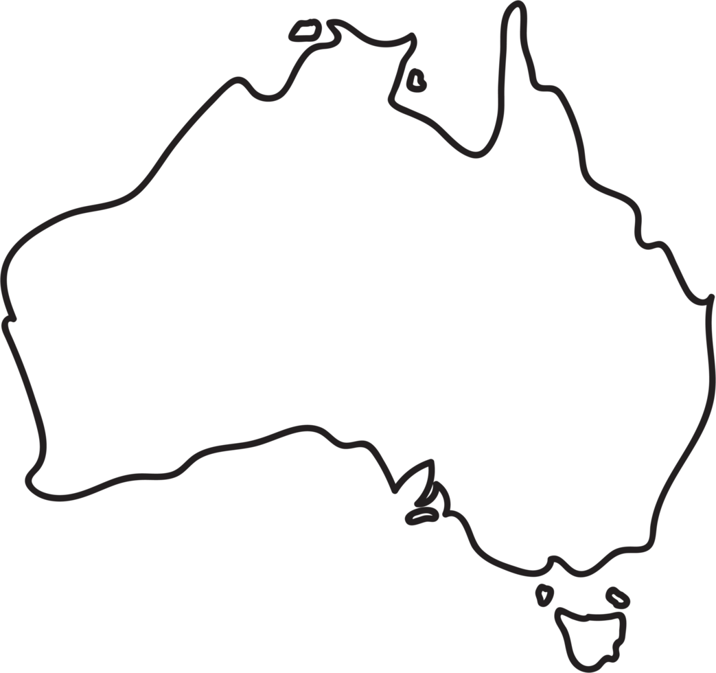 Doodle freehand outline sketch of Australia map. png